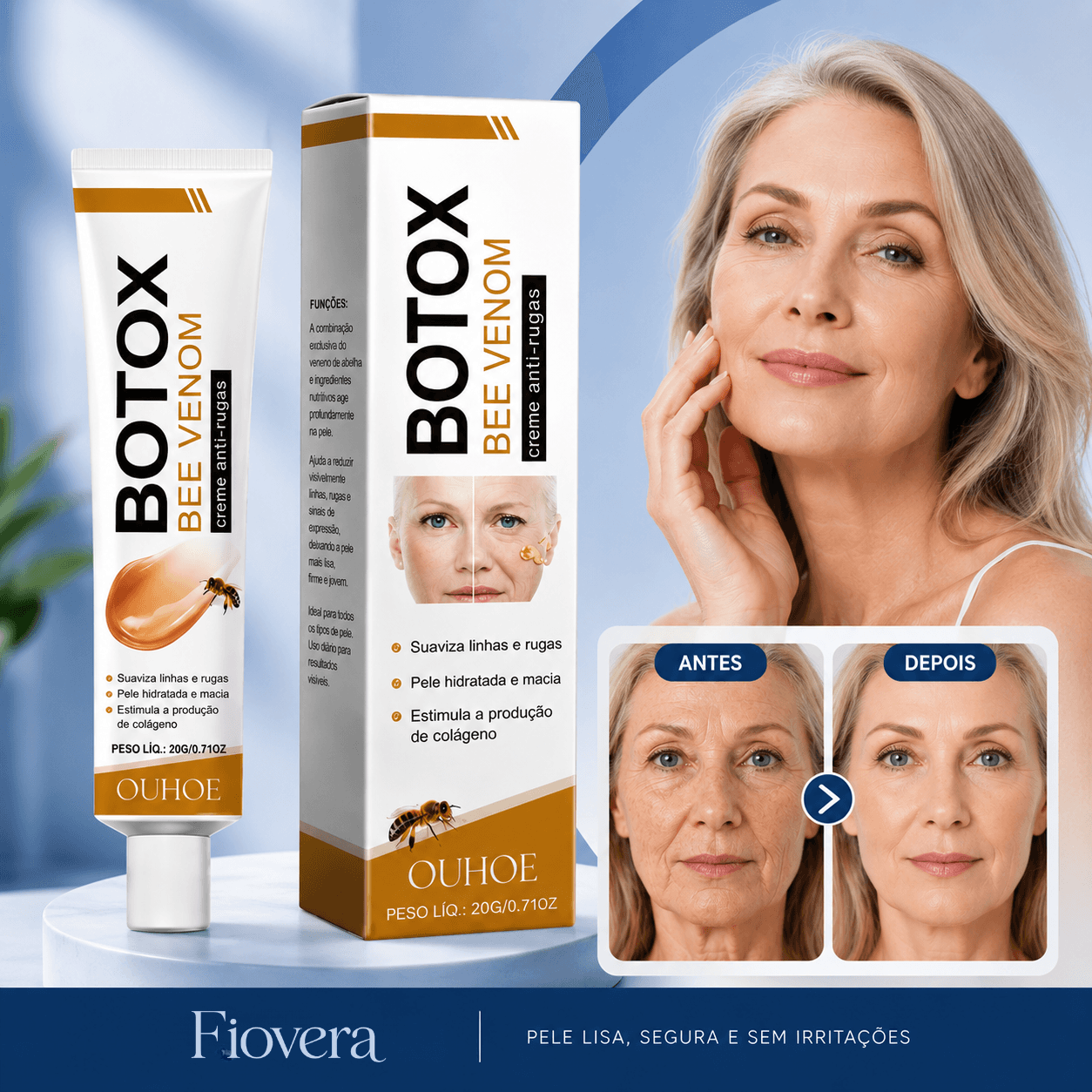 Creme Apitoxina Anti-Idade Fiovera | Firmador Venom Anti-Rugas